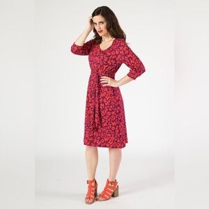 Silvania Peru Belted Tunic Dress Pima Cotton Colorful Pasto Purple Red 8 EUC